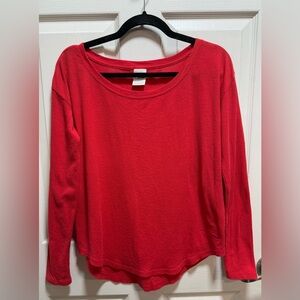 PINK Victorias Secret Women’s Red Long-Sleeve Top waffle knit vintage size S